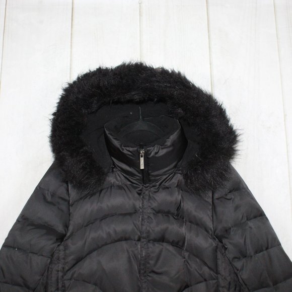 Nautica Black Quilted Insulated Removable Faux Fur Down Puffer Jacket Size M - Picture 2 of 13